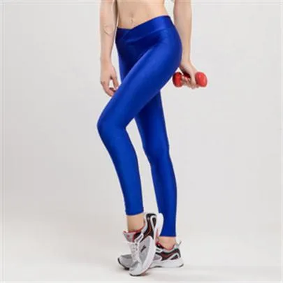 2017 V High Waist Candy Colors Neon Sportswear Workout Leggings Women Pants Fashion Jegging Elastic Strtched Shiny K086