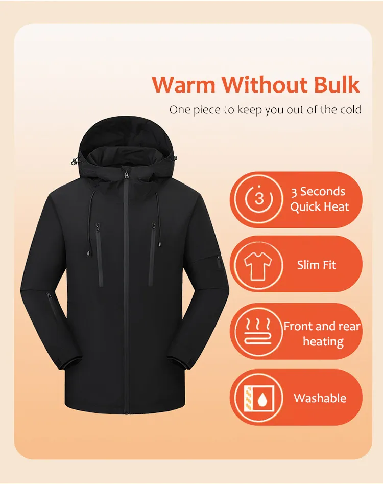 5 Area Hooded Heated Outdoor Jacket