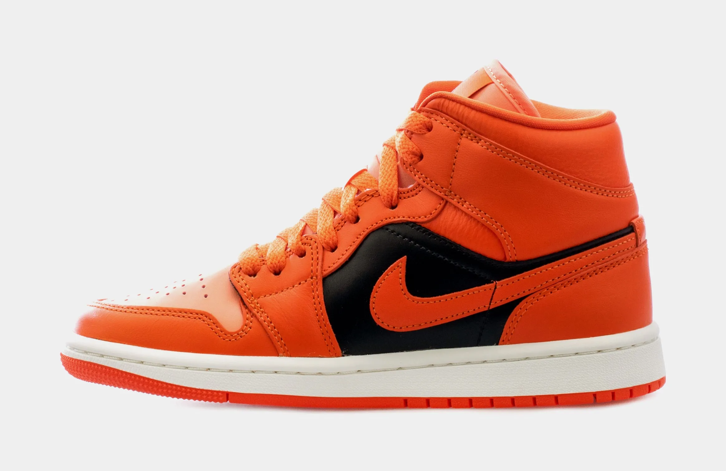 Air Jordan 1 Mid Orange Black Womens Lifestyle Shoes (Orange/Black)