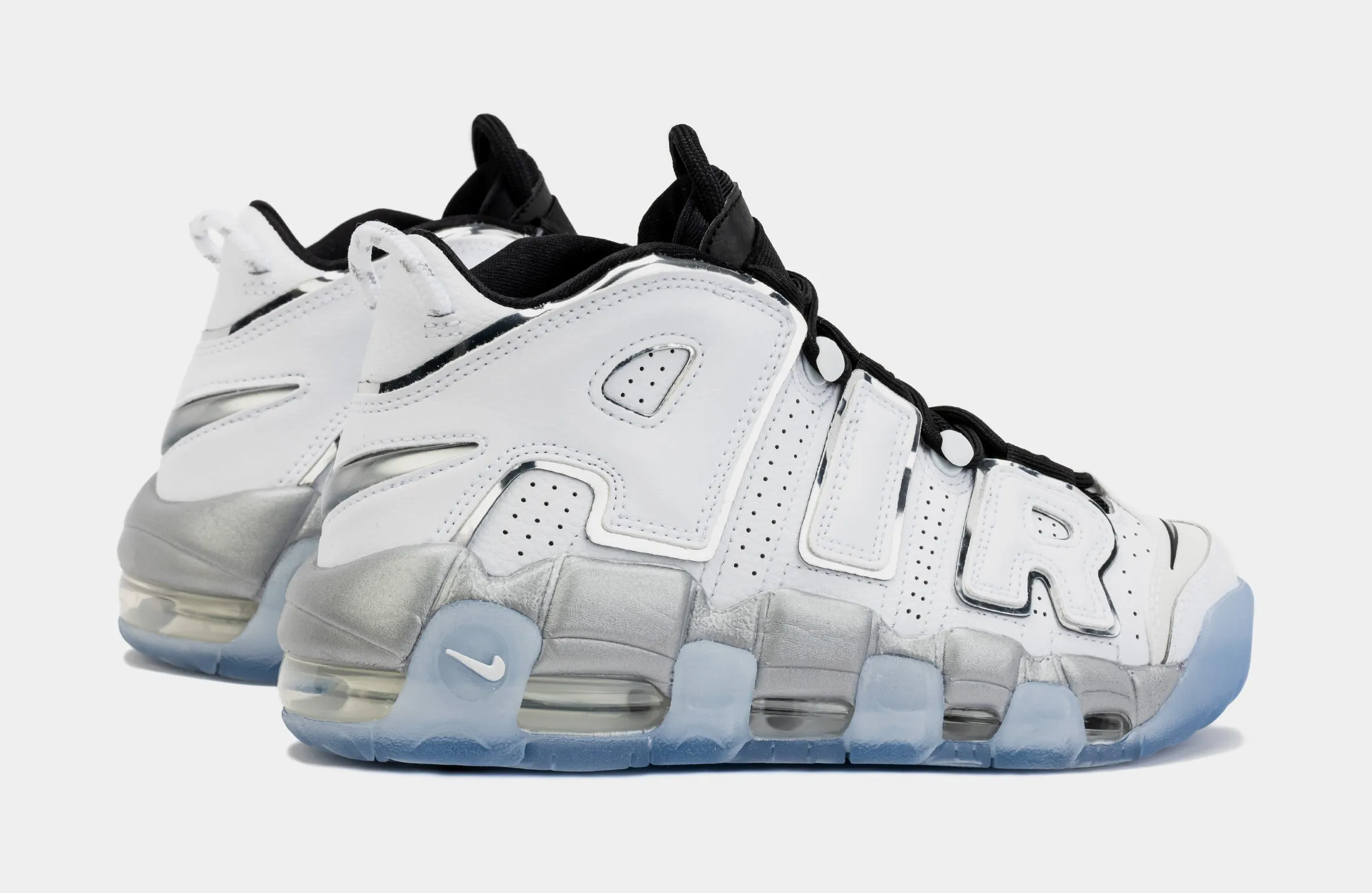 Air More Uptempo White Metallic Womens Basketball Shoes (White/Grey)