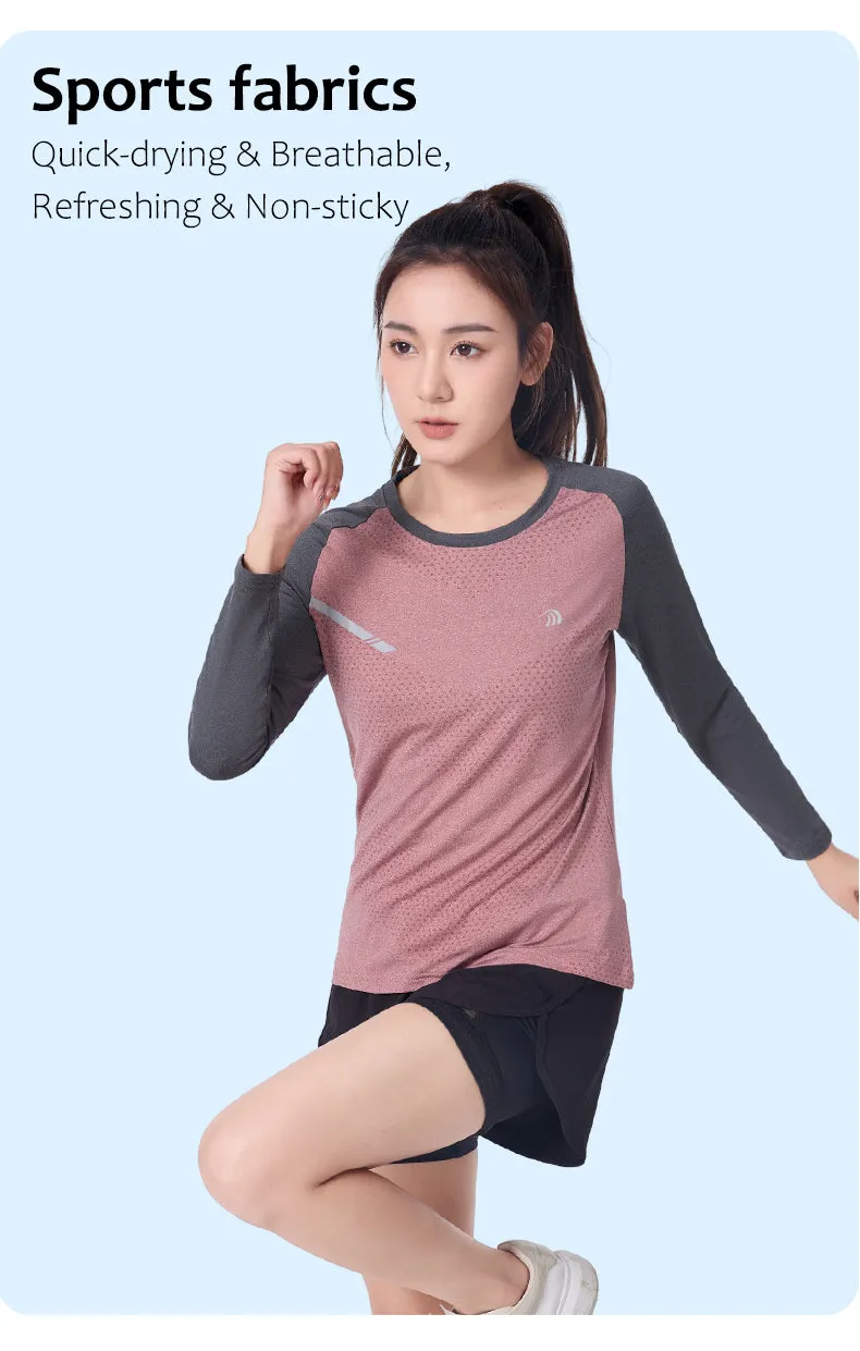 ANNIOU UPF100  Raw Yarn Sunscreen Women Sports Quick Dry T Shirt Long Sleeve Yoga Tops Training Fitness Running T Shirt