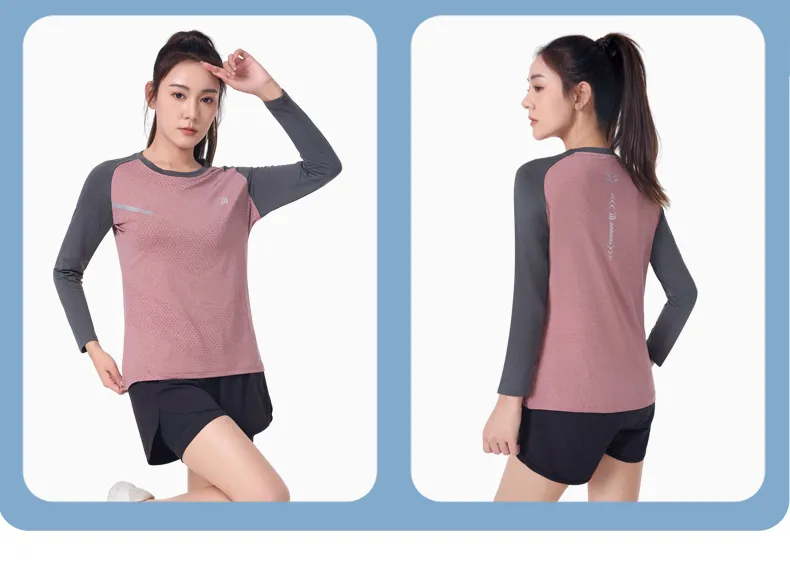 ANNIOU UPF100  Raw Yarn Sunscreen Women Sports Quick Dry T Shirt Long Sleeve Yoga Tops Training Fitness Running T Shirt