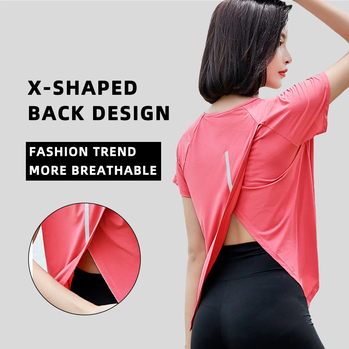 Casual Women's Summer Ice Silk Breathable Sunscreen T-shirt UPF50  Outdoor Running Fitness Yoga Clothes Quick dry Short Sleeve Top