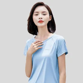 Casual Women's Summer Ice Silk Breathable Sunscreen T-shirt UPF50  Outdoor Running Fitness Yoga Clothes Quick dry Short Sleeve Top