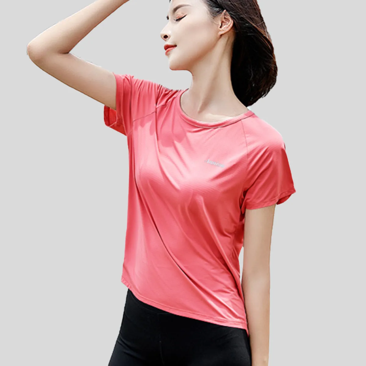 Casual Women's Summer Ice Silk Breathable Sunscreen T-shirt UPF50  Outdoor Running Fitness Yoga Clothes Quick dry Short Sleeve Top