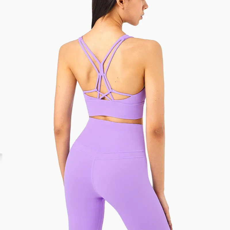 Cross Back Yoga Bra Sports Top Sexy V Collar