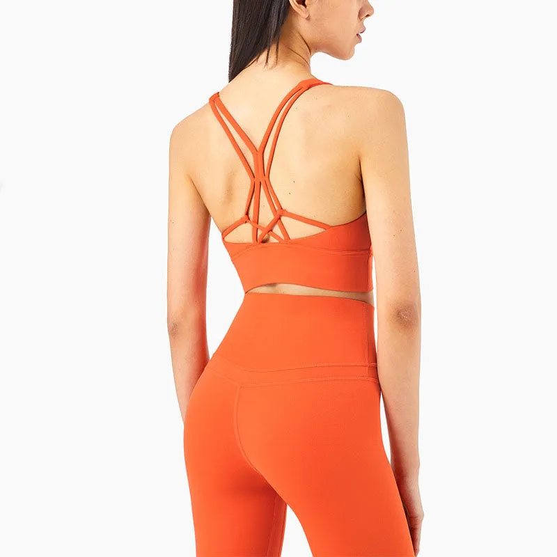 Cross Back Yoga Bra Sports Top Sexy V Collar