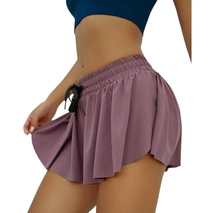 Drawstring Waist Side Split Breathable Sports Skort