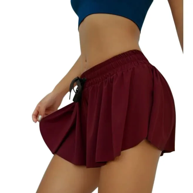 Drawstring Waist Side Split Breathable Sports Skort