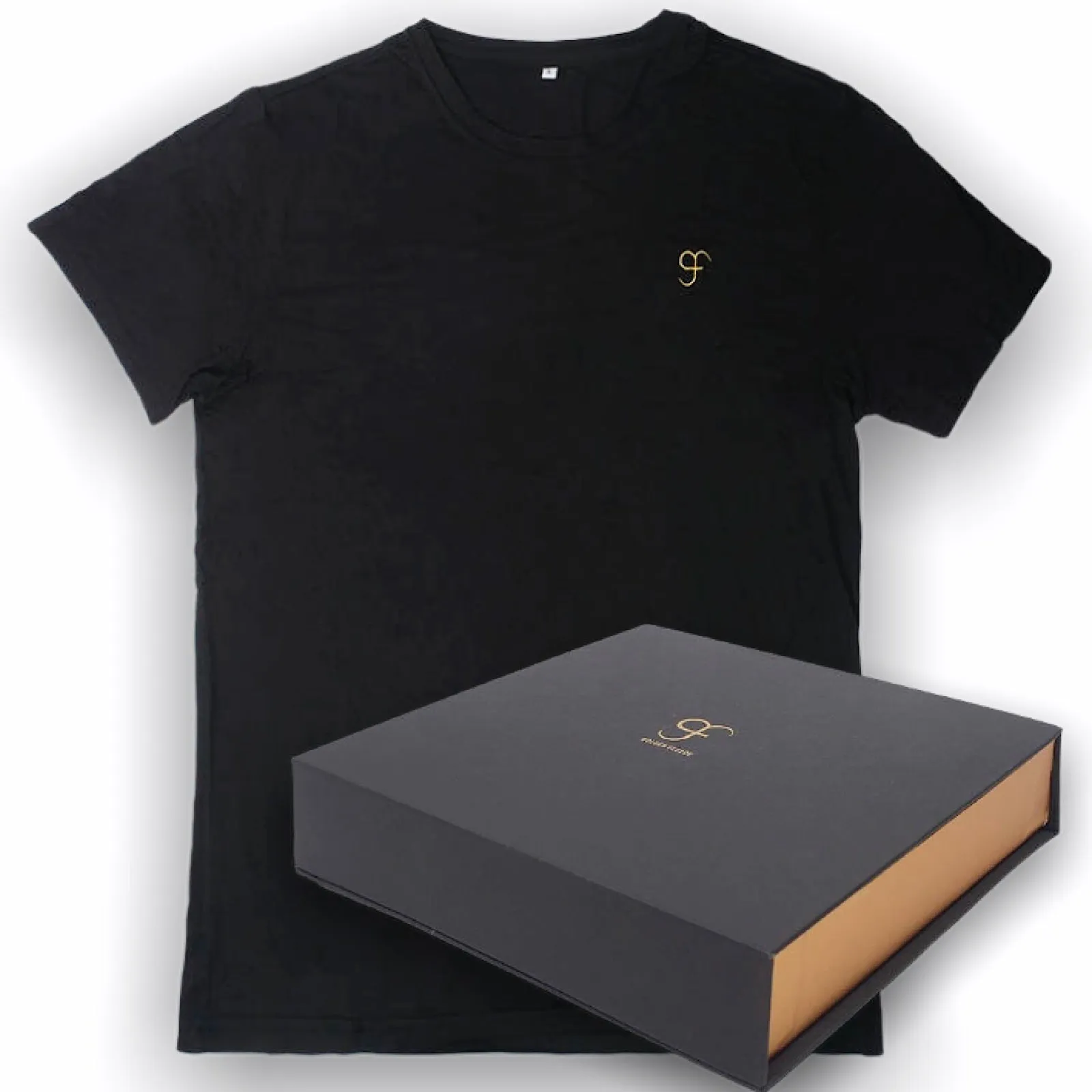 Extra Large size Luxury Bamboo T-Shirt & Bamboo Socks Gift Box Set for Men & Women in a Handcrafted Magnetic Close Keepsake Box Black