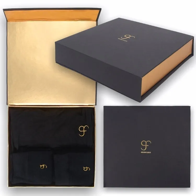 Extra Large size Luxury Bamboo T-Shirt & Bamboo Socks Gift Box Set for Men & Women in a Handcrafted Magnetic Close Keepsake Box Black