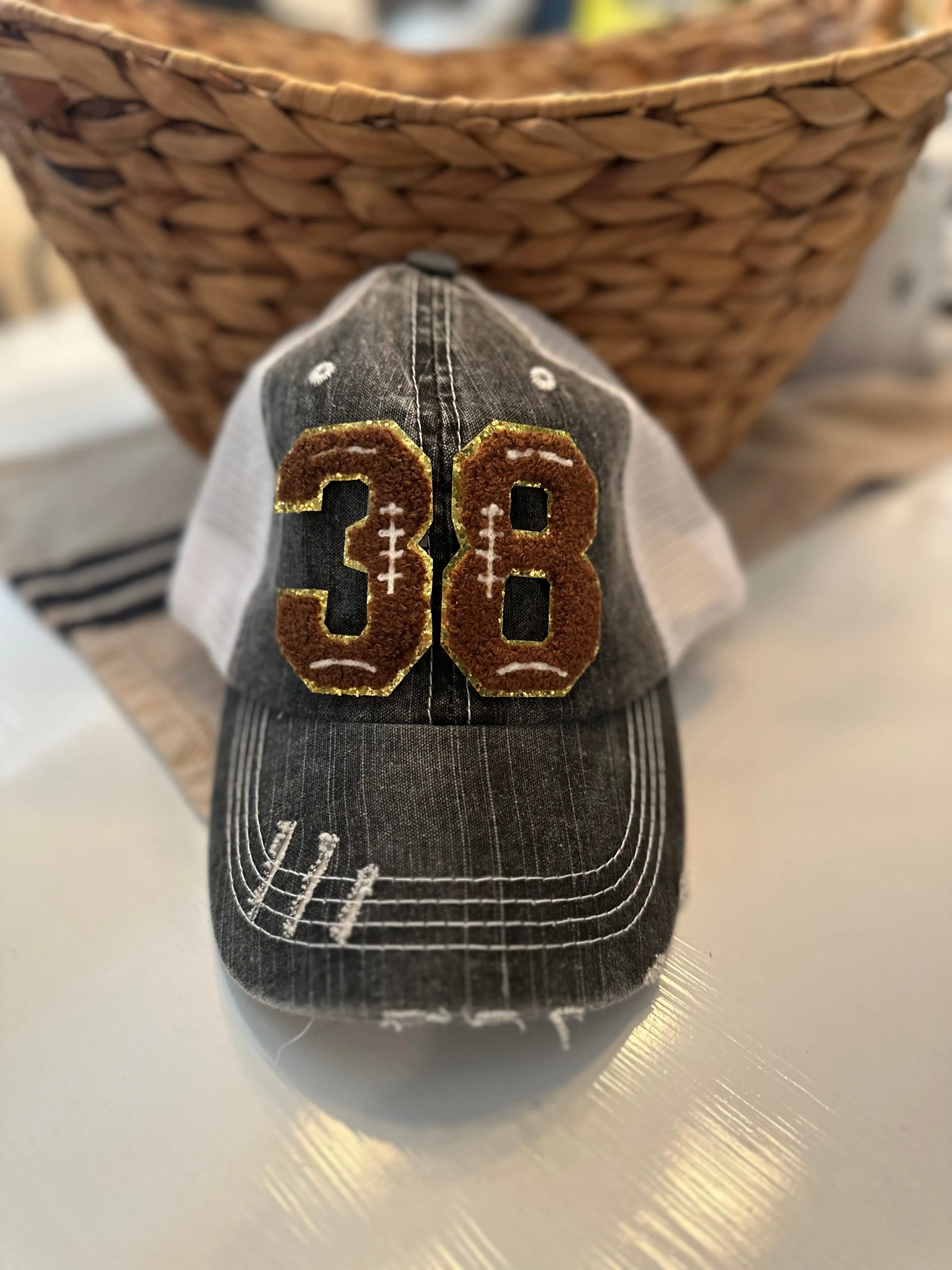 Football Number Chenille Patch Hat