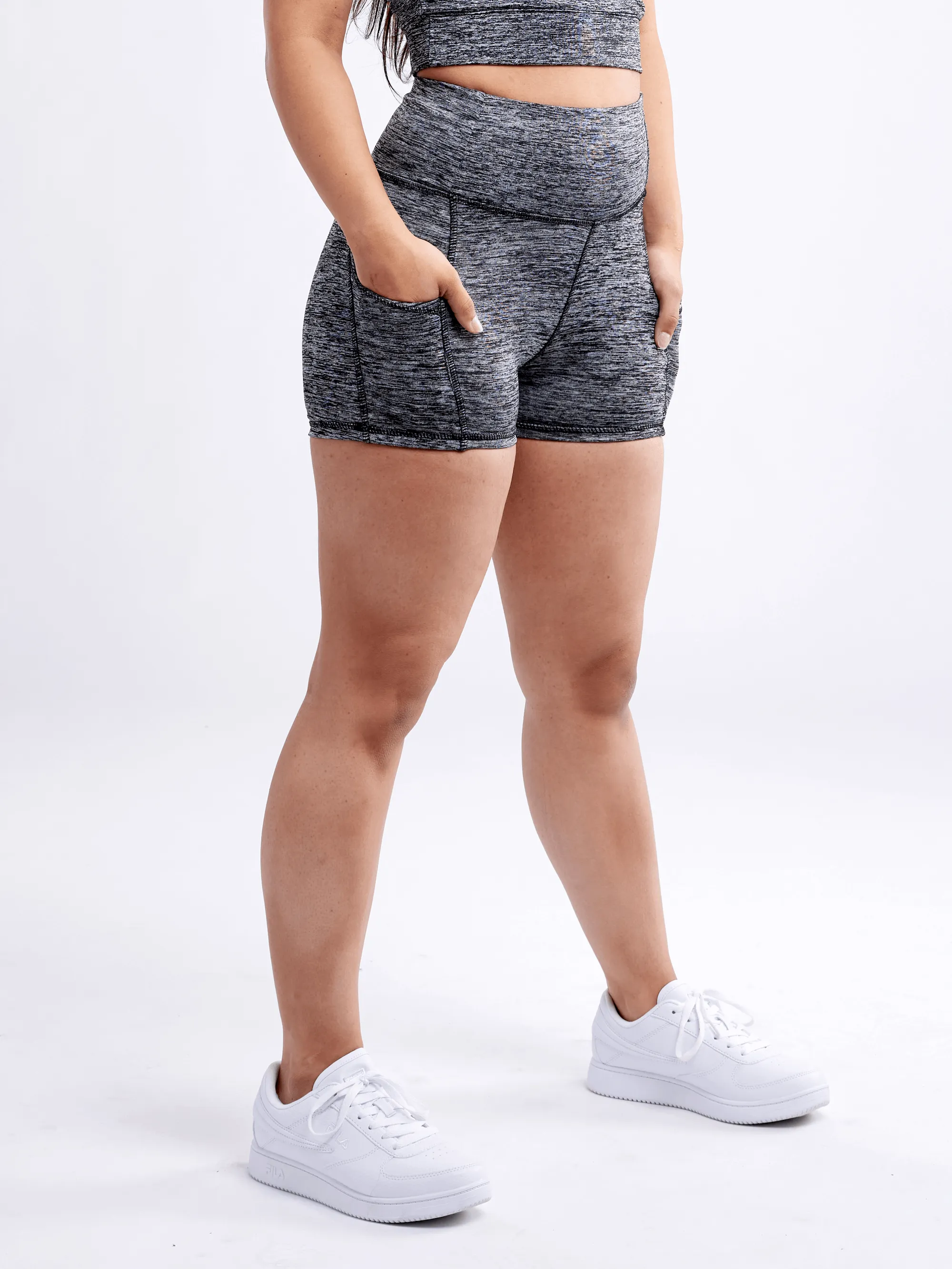 High-Waisted Athletic Shorts with Side Pockets