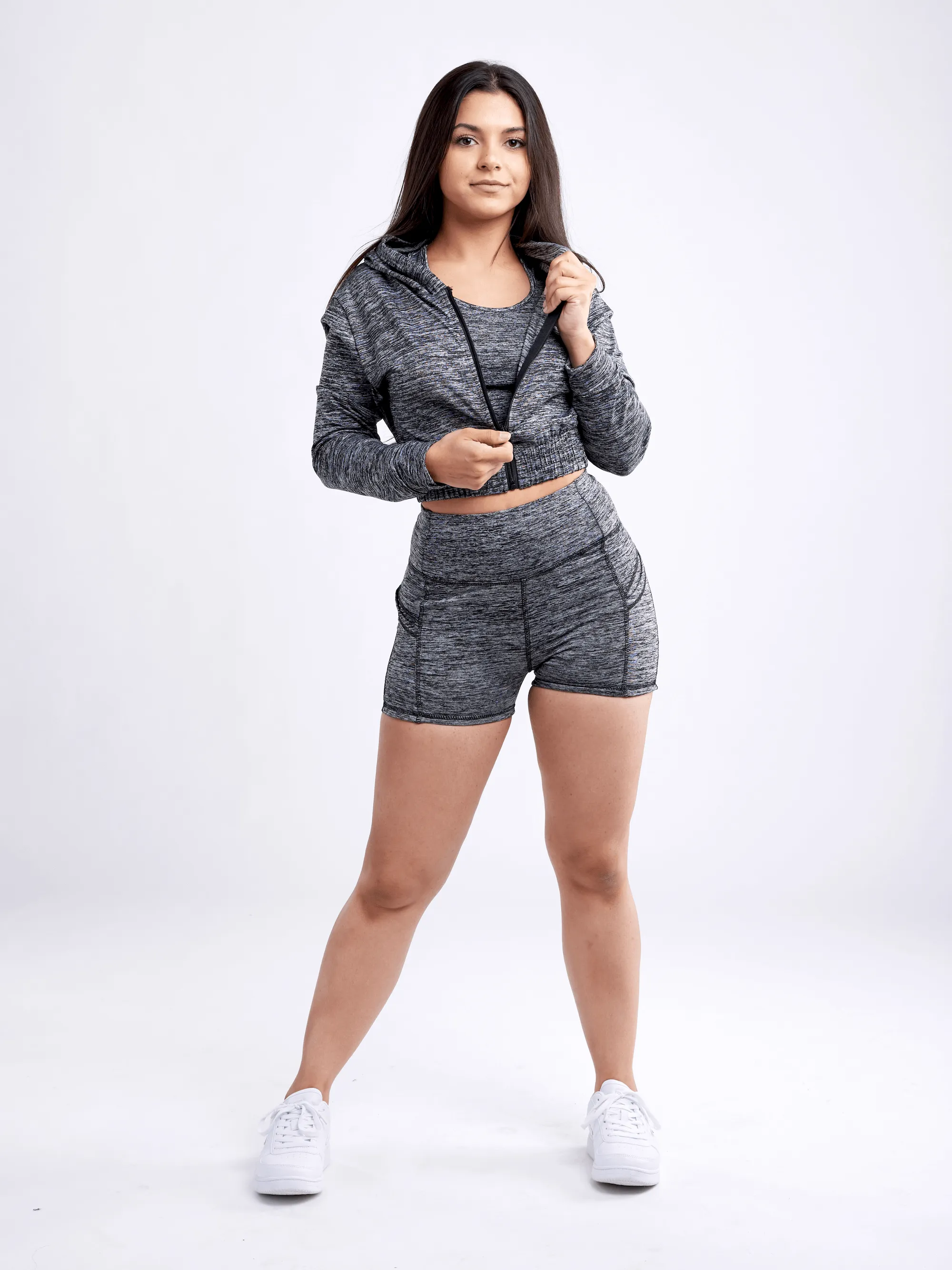 High-Waisted Athletic Shorts with Side Pockets