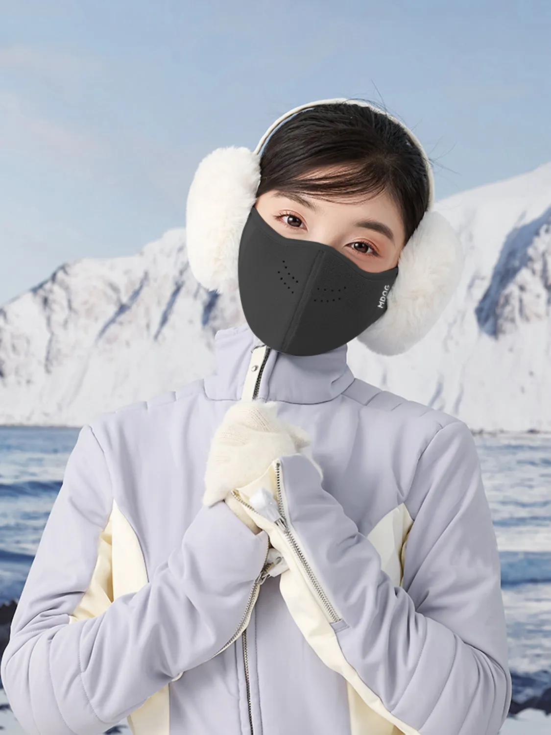 MDOG Windproof Lamb Wool Face Mask Breathable Winter