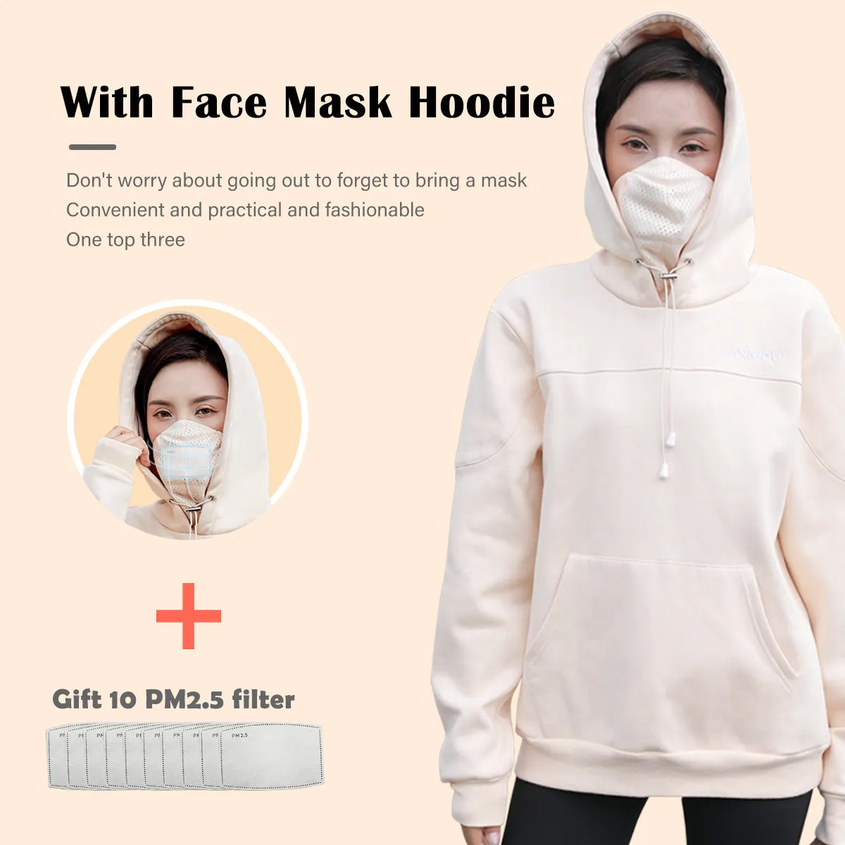 Men and Women's Mask Hoodie