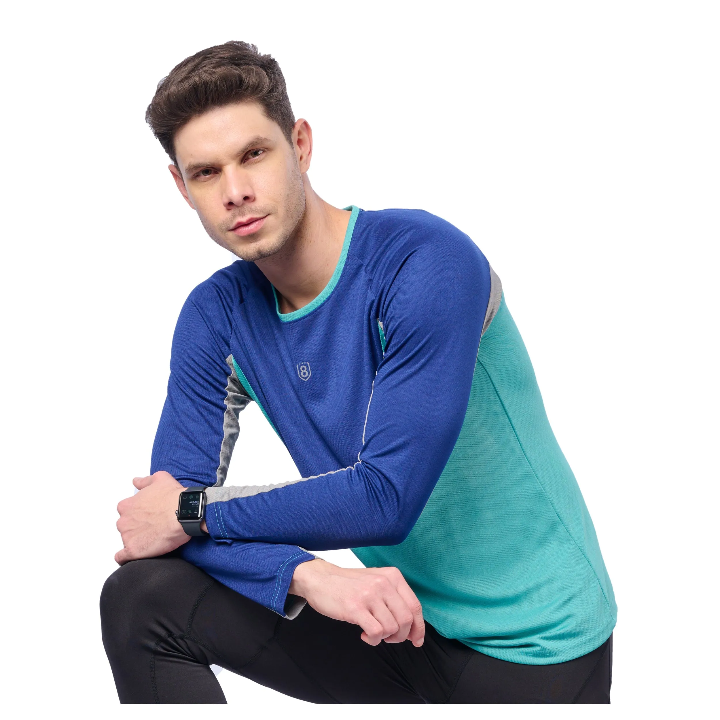 Men breathable color block full sleeve T-shirt for Running/Training/ Gym workout/sports