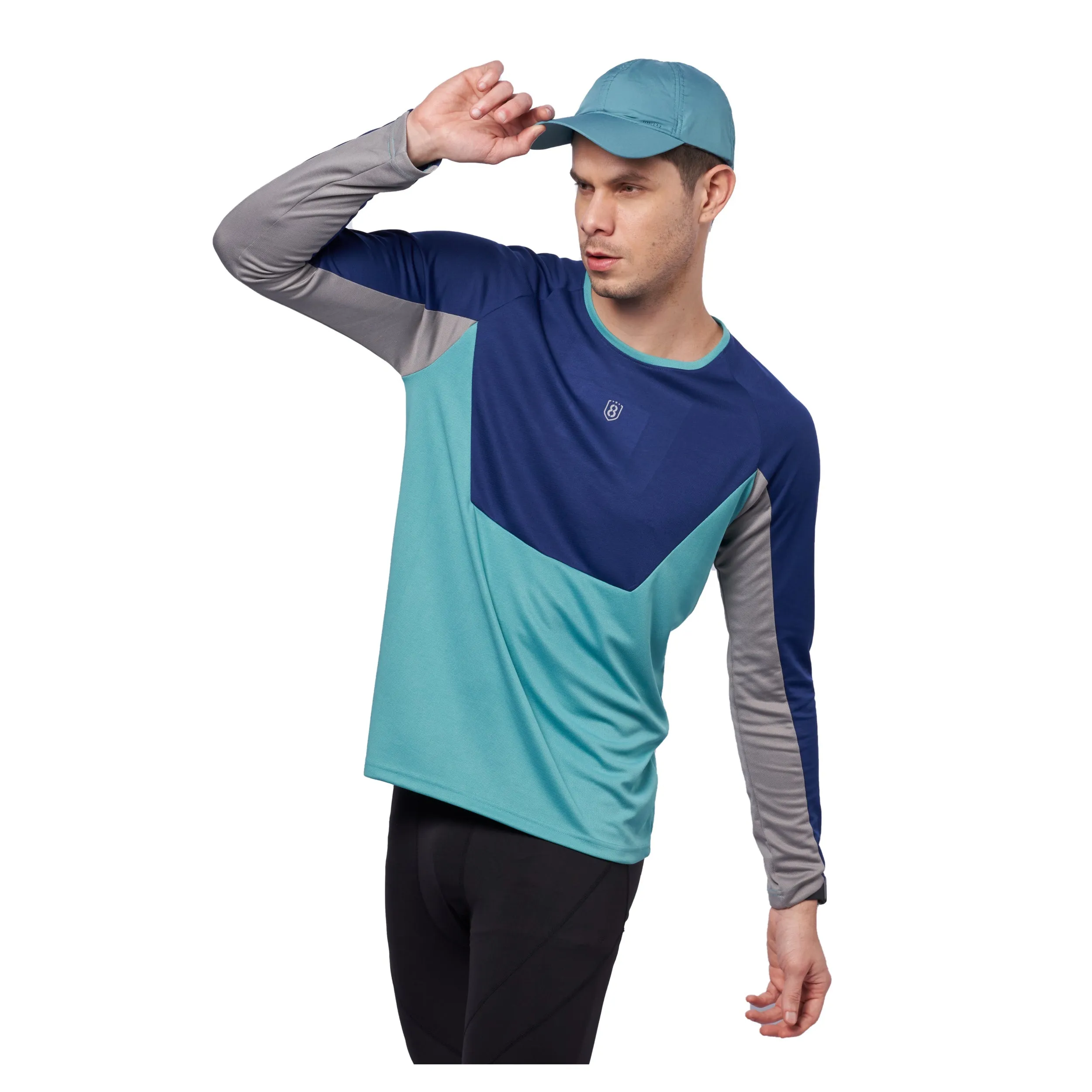 Men breathable color block full sleeve T-shirt for Running/Training/ Gym workout/sports