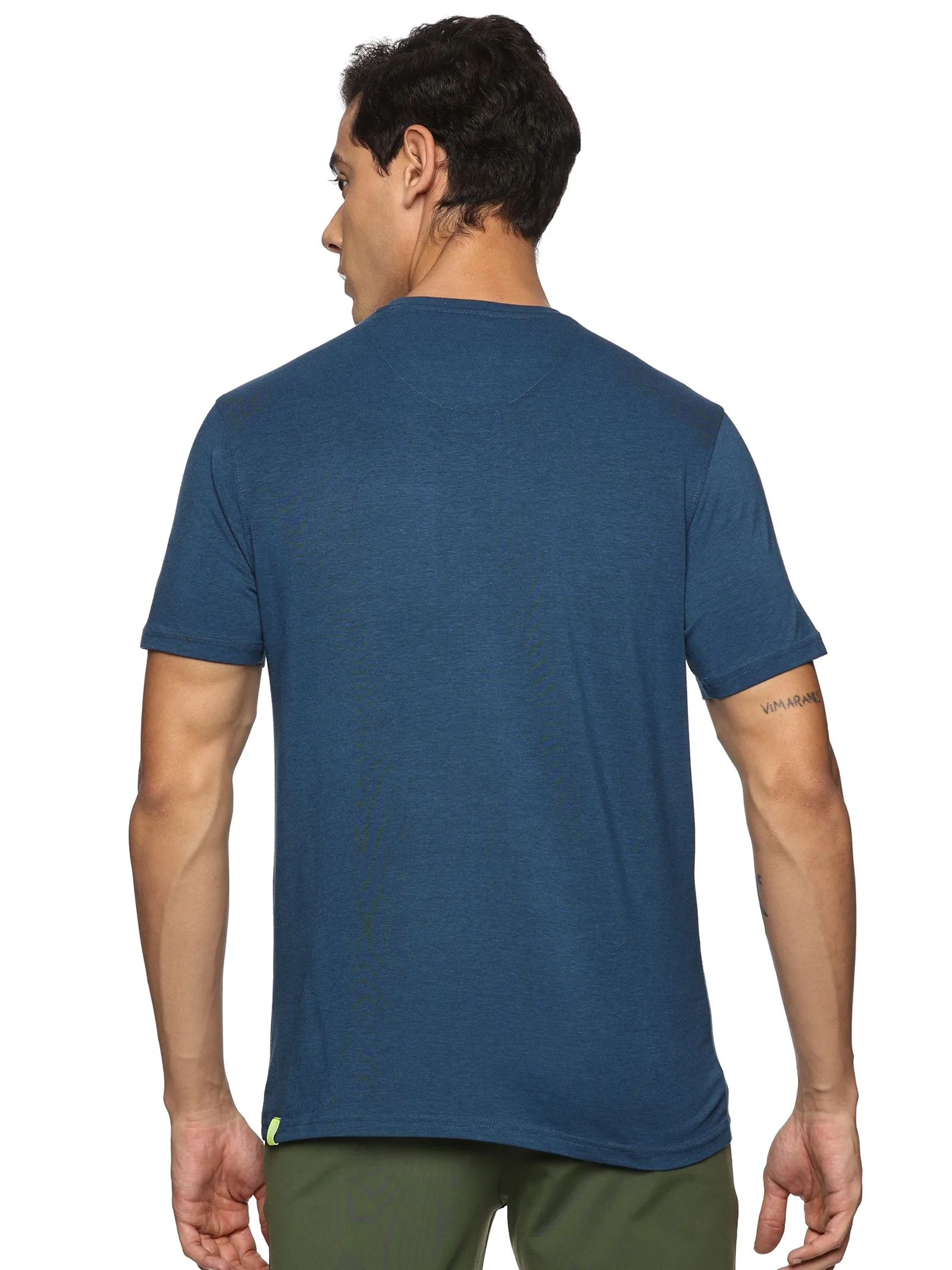 Men Round neck Bamboo Cotton T shirt (Blue)