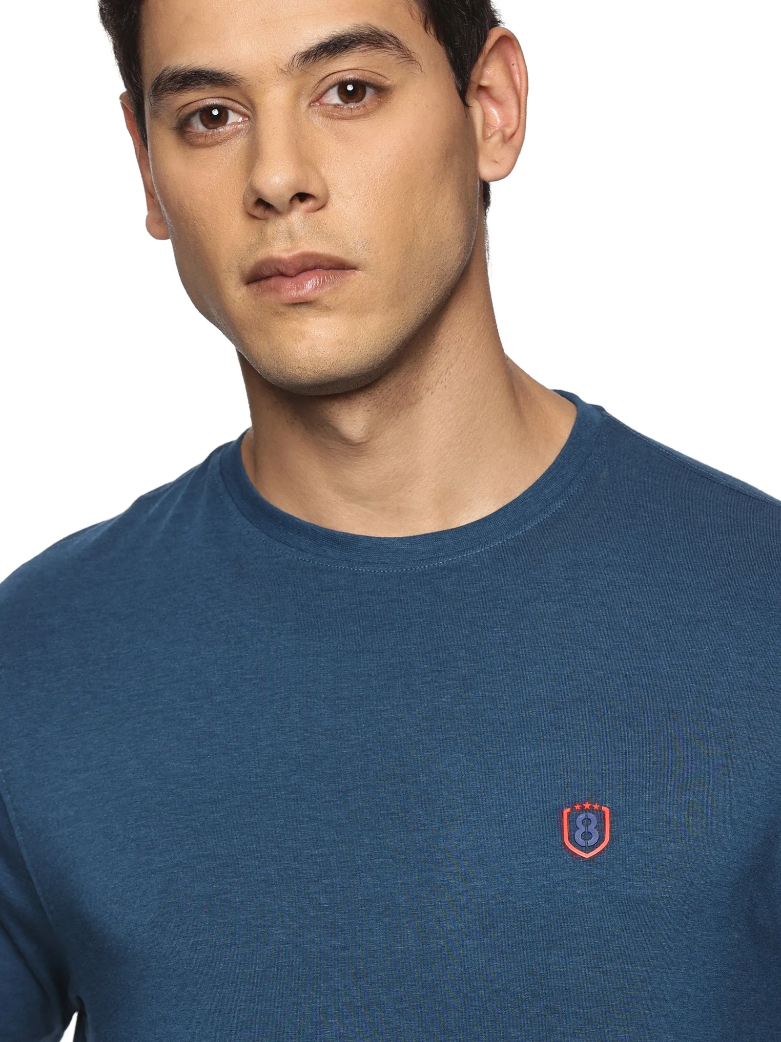 Men Round neck Bamboo Cotton T shirt (Blue)