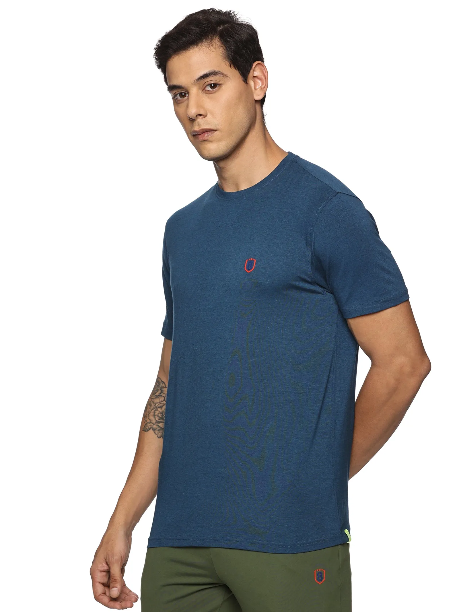 Men Round neck Bamboo Cotton T shirt (Blue)