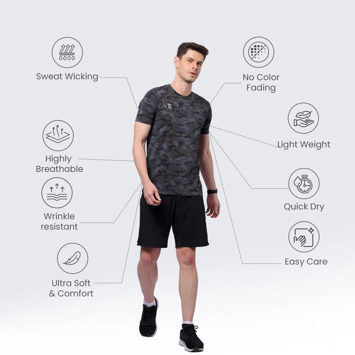 Men's Camouflage Outdoor T-Shirt for Running/Training/ Gym workout/sports