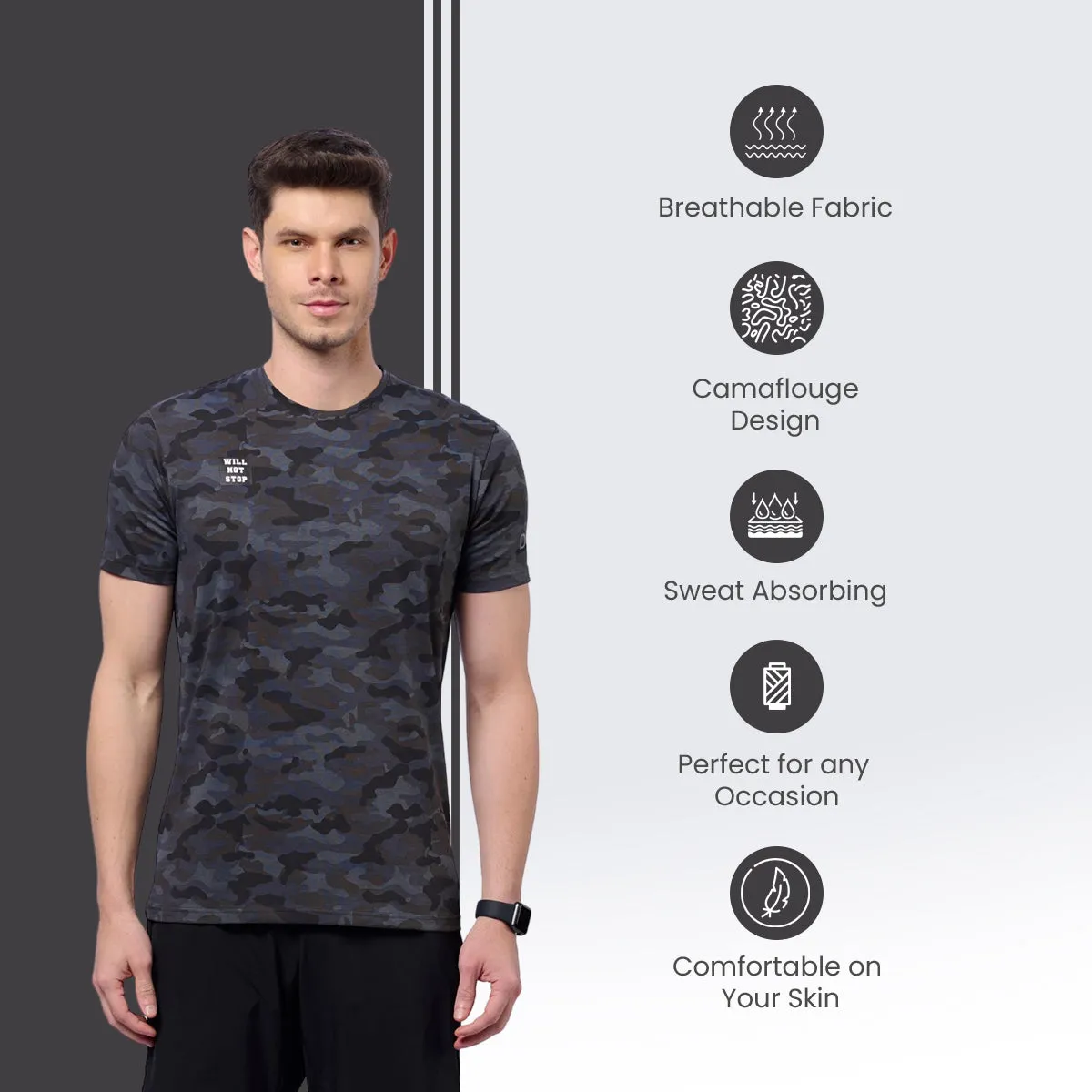 Men's Camouflage Outdoor T-Shirt for Running/Training/ Gym workout/sports