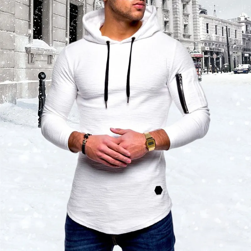 Men'S Casual Hooded Solid Color Zipper Sweatshirts