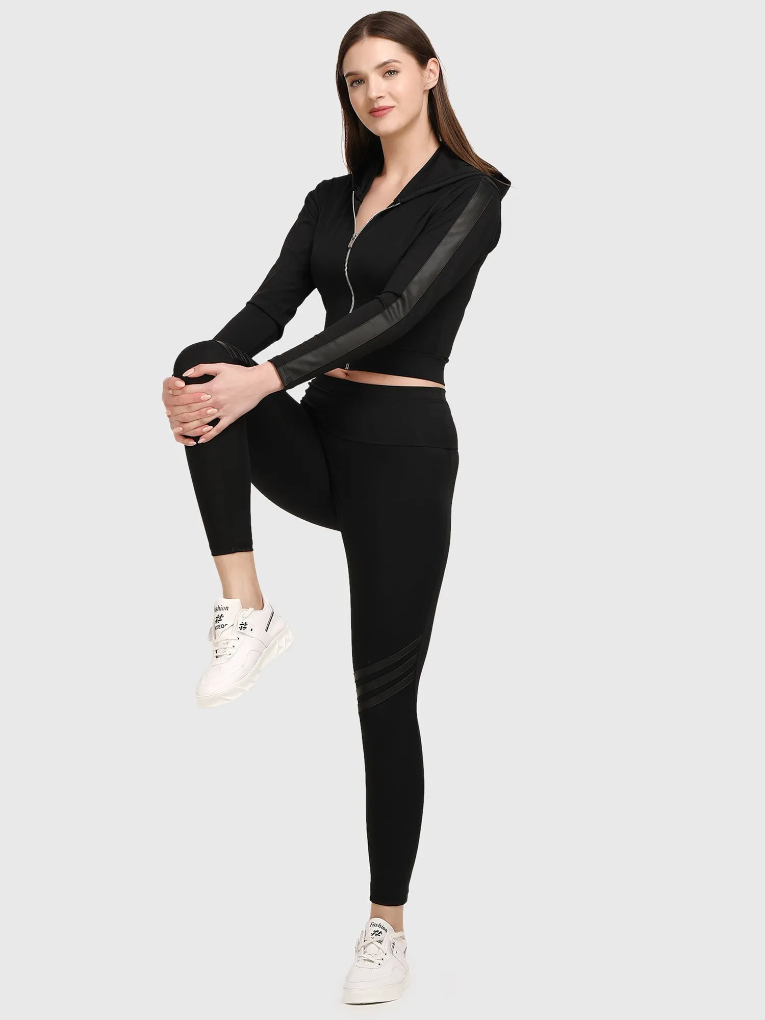 Mid-Rise Black Jeggings for Women - Workout Pants