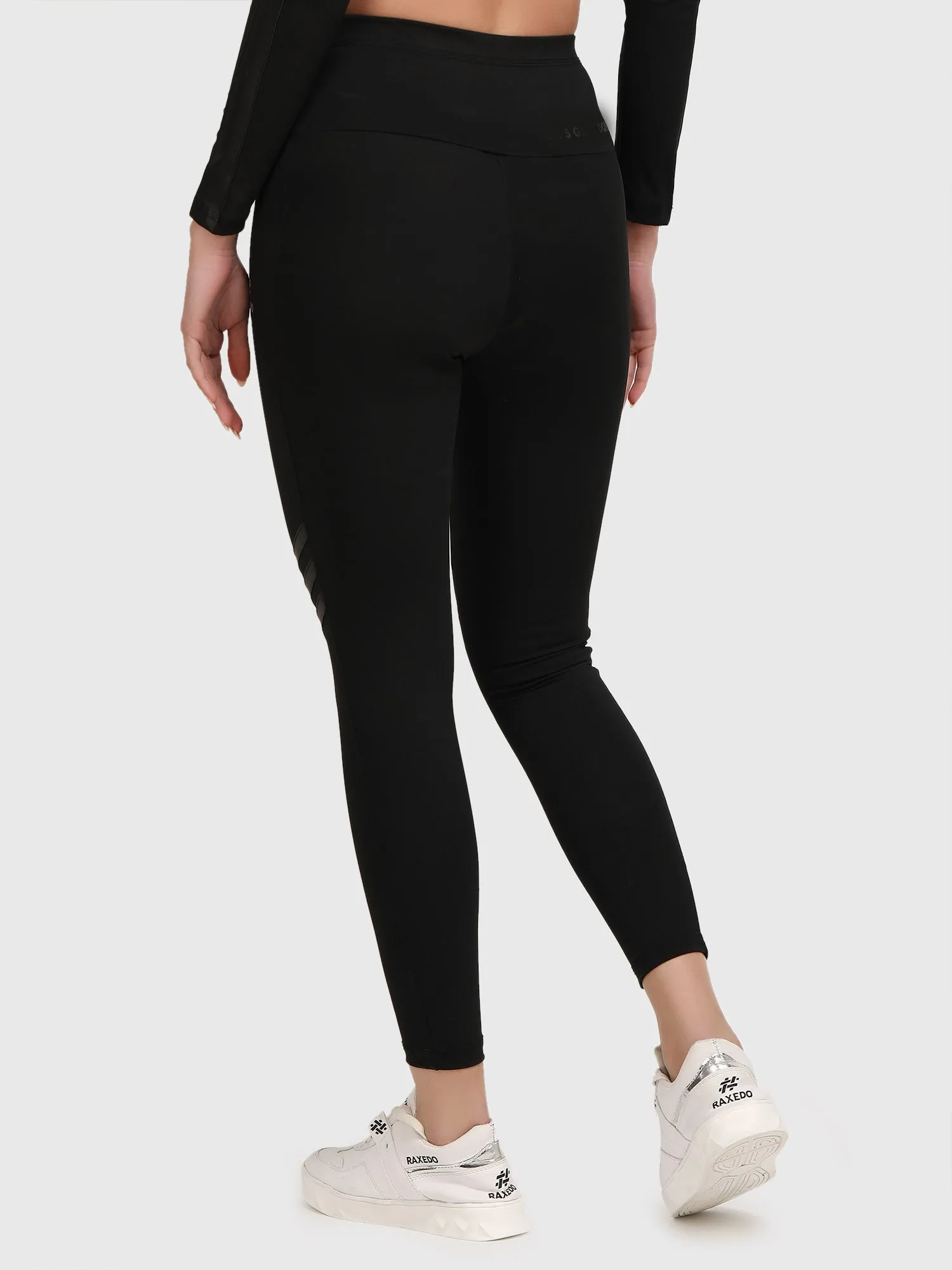 Mid-Rise Black Jeggings for Women - Workout Pants