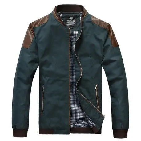 New men's clothing leather patchwork casual jacket male outerwear