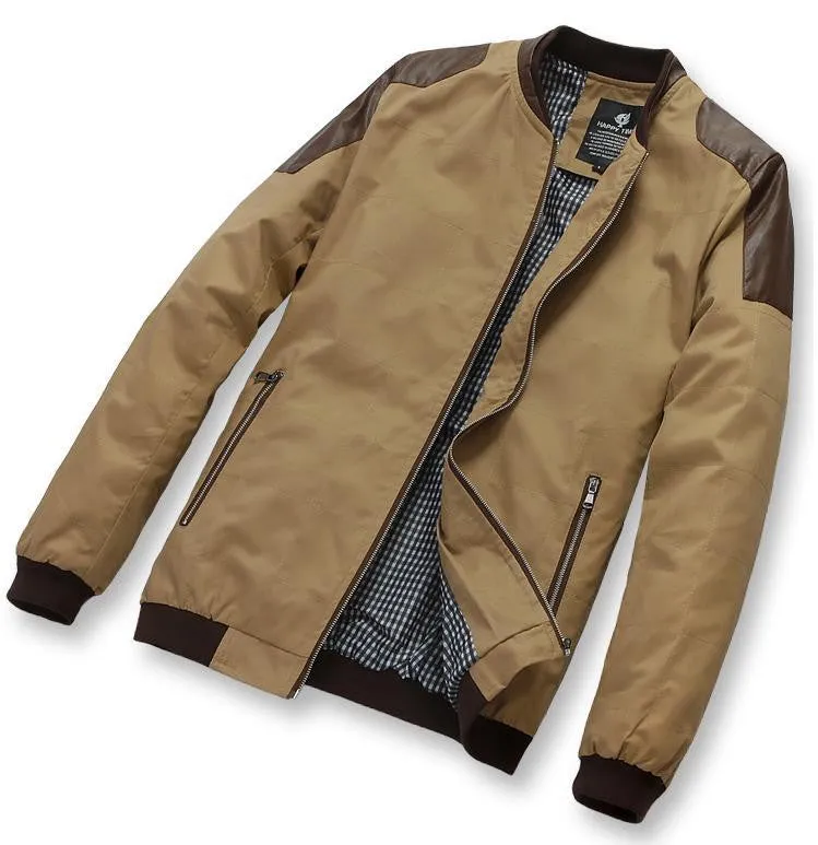 New men's clothing leather patchwork casual jacket male outerwear