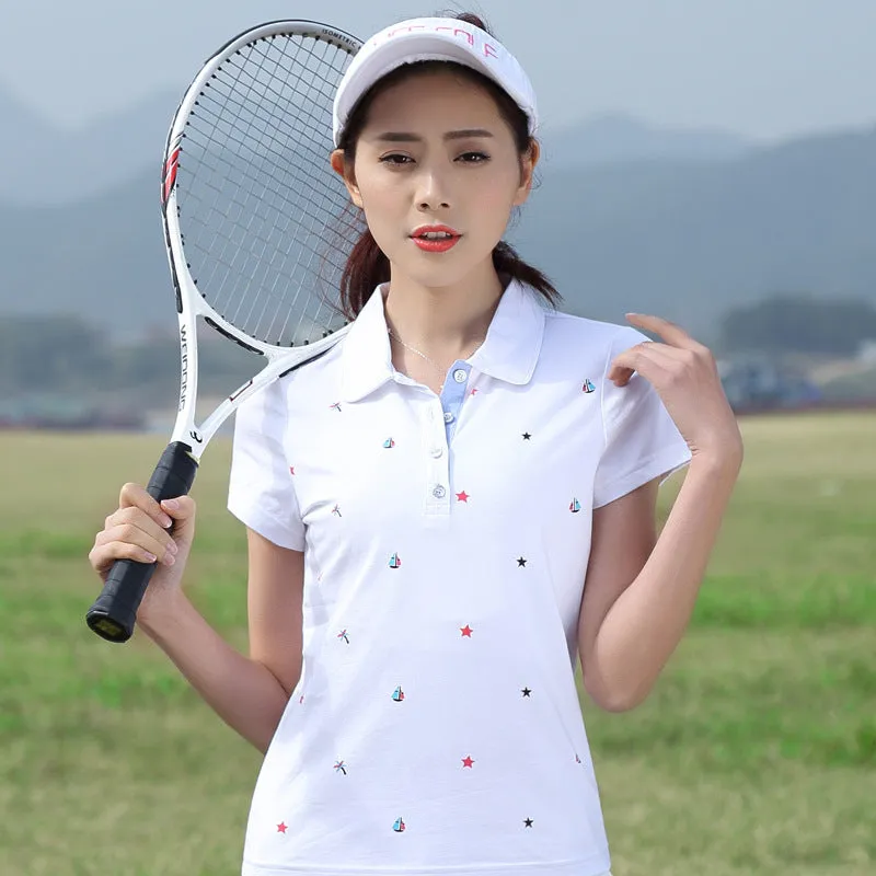 OEM Manufacturing High Quality Golf Sports Polo Shirt Summer Short Sleeve Cotton Sports Top Printed T-Shirt For Women