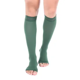 Open Toe Compression Socks 20-30 mmHg DARK GREEN by Doc Miller