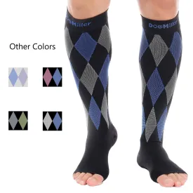 Open Toe Compression Socks 30-40 mmHg 3 Color-Argyle