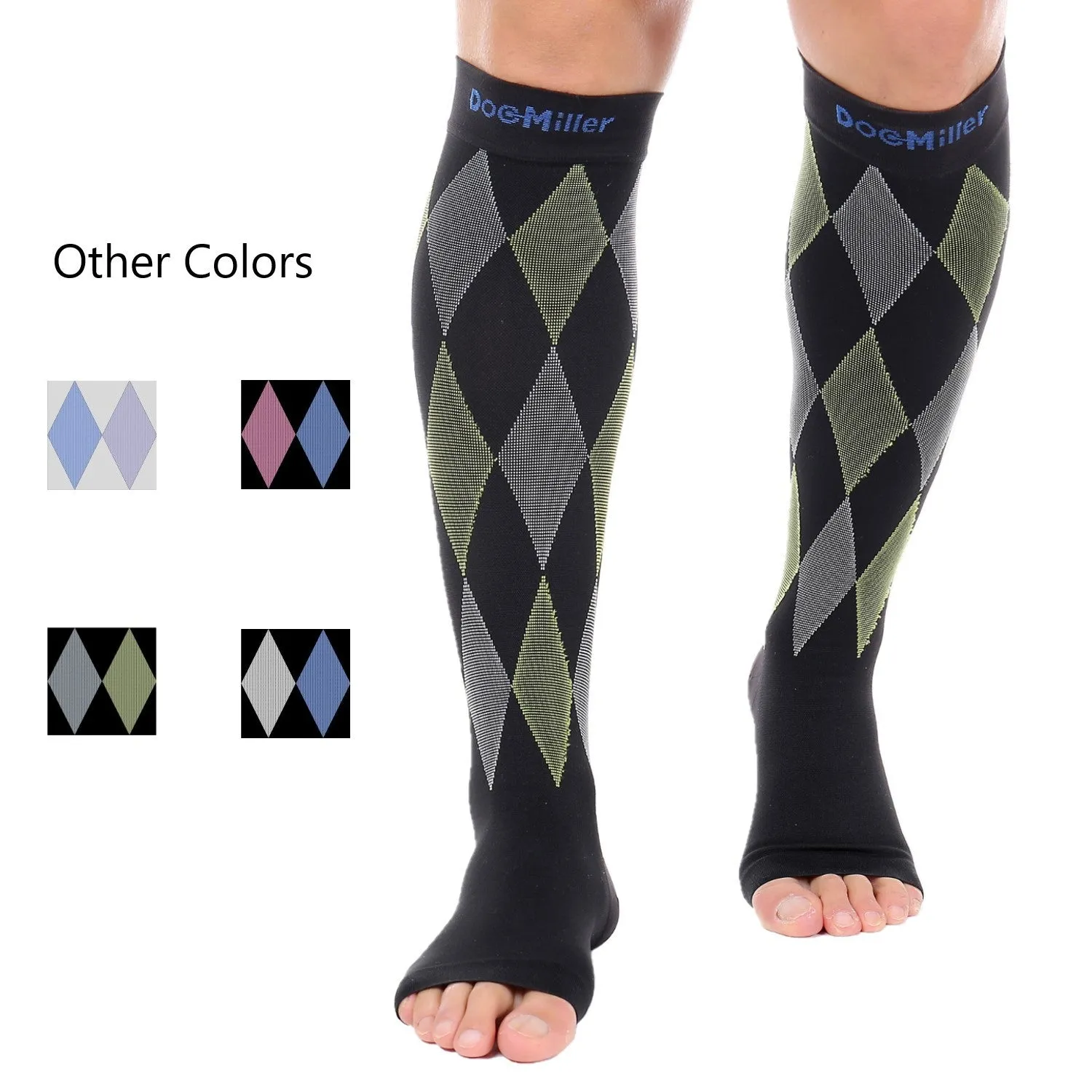 Open Toe Compression Socks 30-40 mmHg 3 Color-Argyle