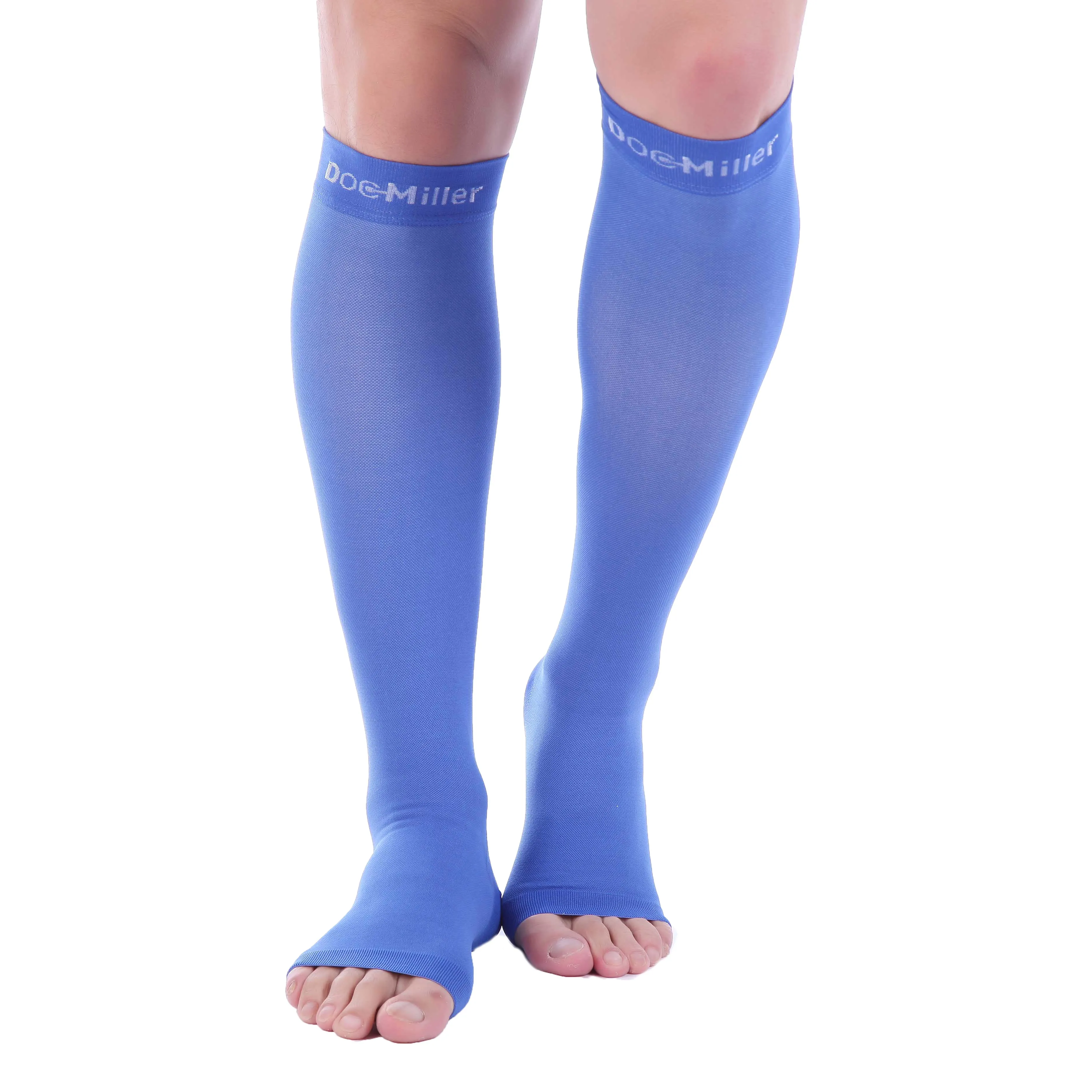 Open Toe Compression Socks 30-40 mmHg BLUE by Doc Miller