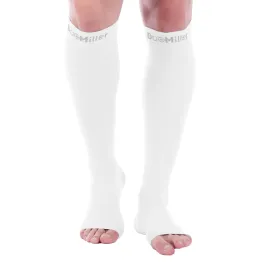 Open Toe Compression Socks 30-40 mmHg WHITE by Doc Miller