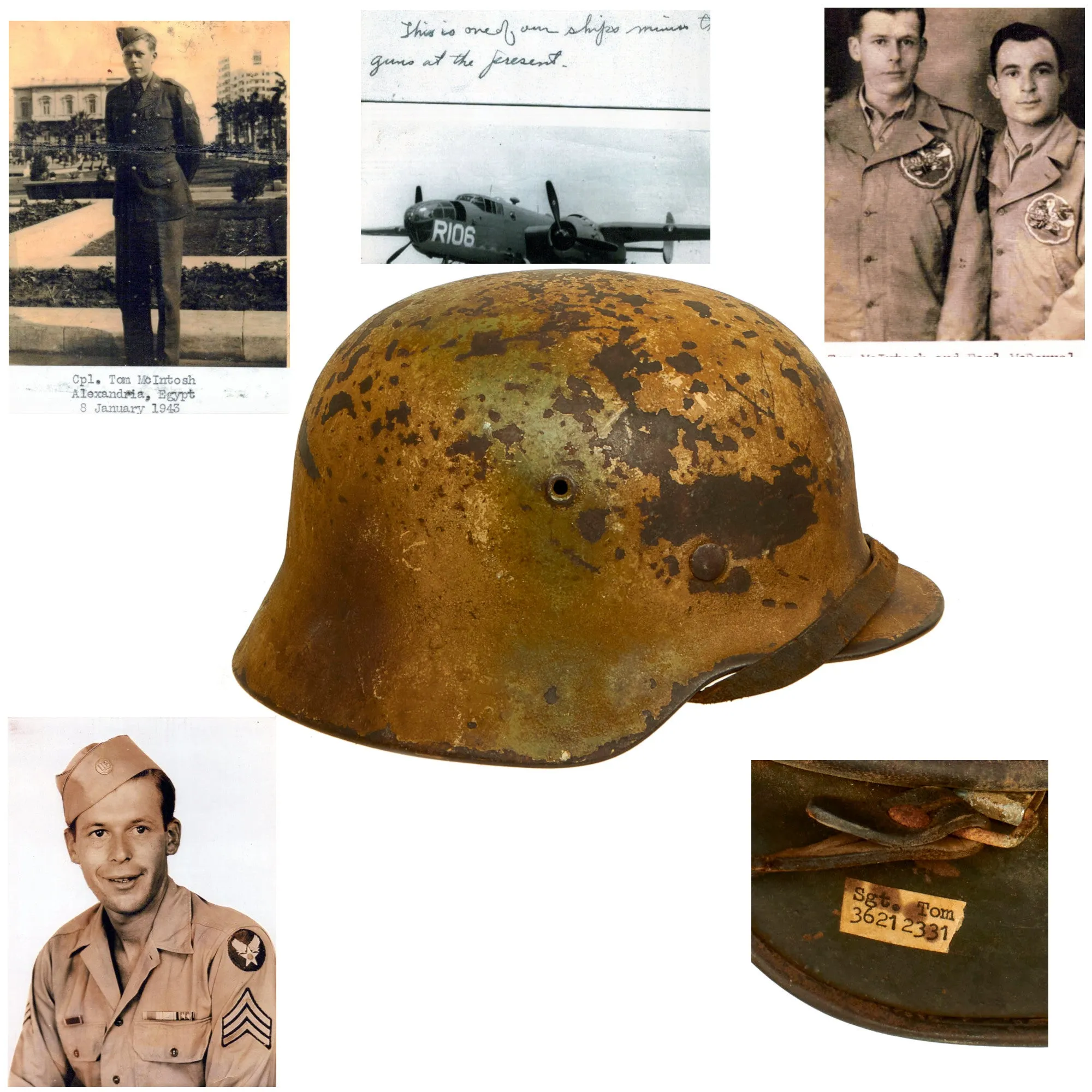 Original German WWII Named USGI Bring Back Army Heer M40 "Normandy" Camouflage Steel Helmet with Documentation - marked ET64