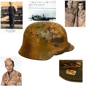 Original German WWII Named USGI Bring Back Army Heer M40 "Normandy" Camouflage Steel Helmet with Documentation - marked ET64