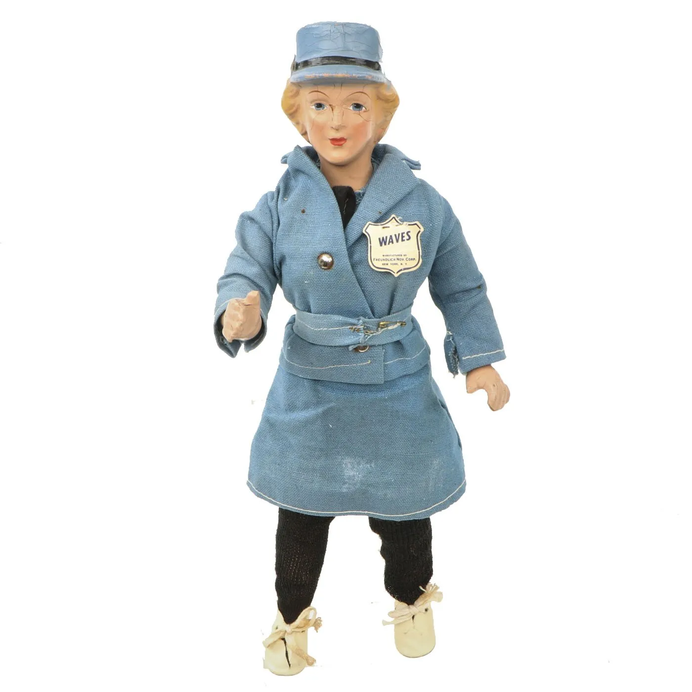 Original U.S. WWII WAVES Military Doll by Freundlich - 16" Tall