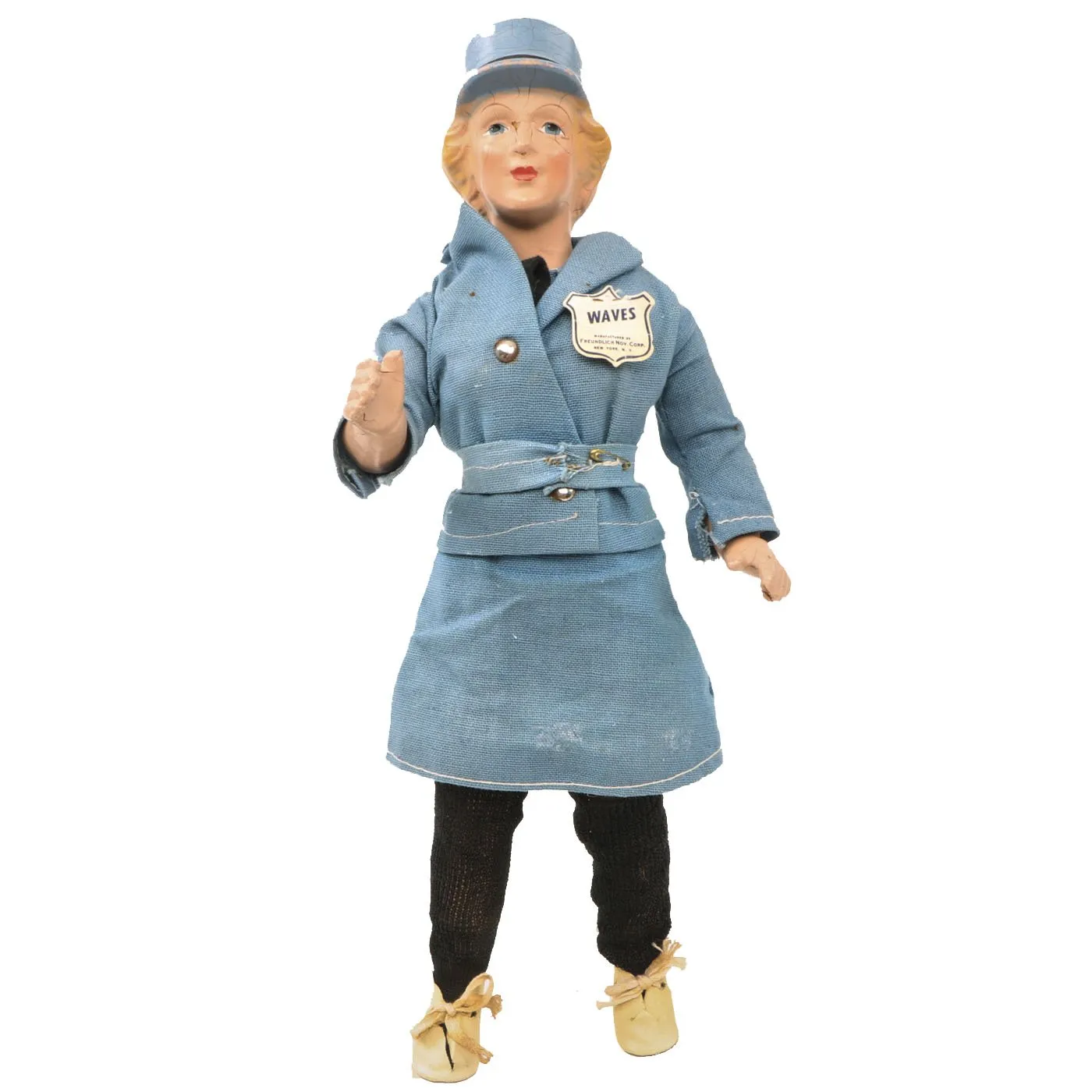 Original U.S. WWII WAVES Military Doll by Freundlich - 16" Tall