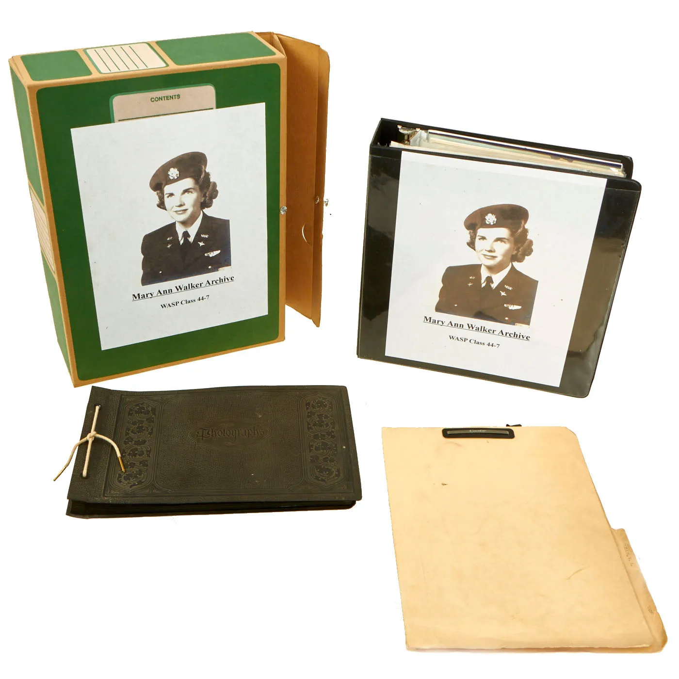 Original U.S. WWII Women Airforce Service Pilots W.A.S.P. Document Heavy Grouping With Photo Album Containing 43 Pictures From WASP Class 44-7 - Mary Ann Walker