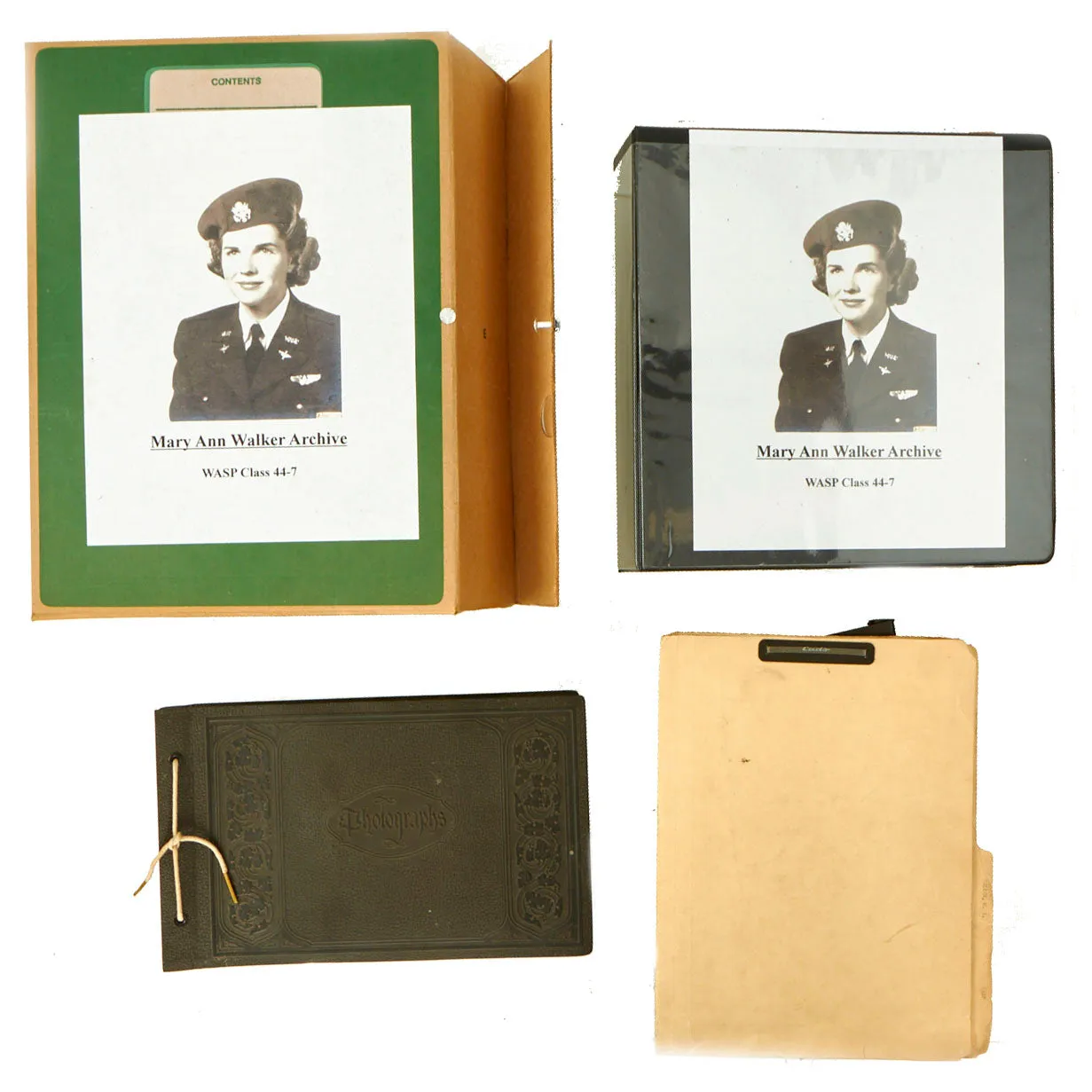 Original U.S. WWII Women Airforce Service Pilots W.A.S.P. Document Heavy Grouping With Photo Album Containing 43 Pictures From WASP Class 44-7 - Mary Ann Walker