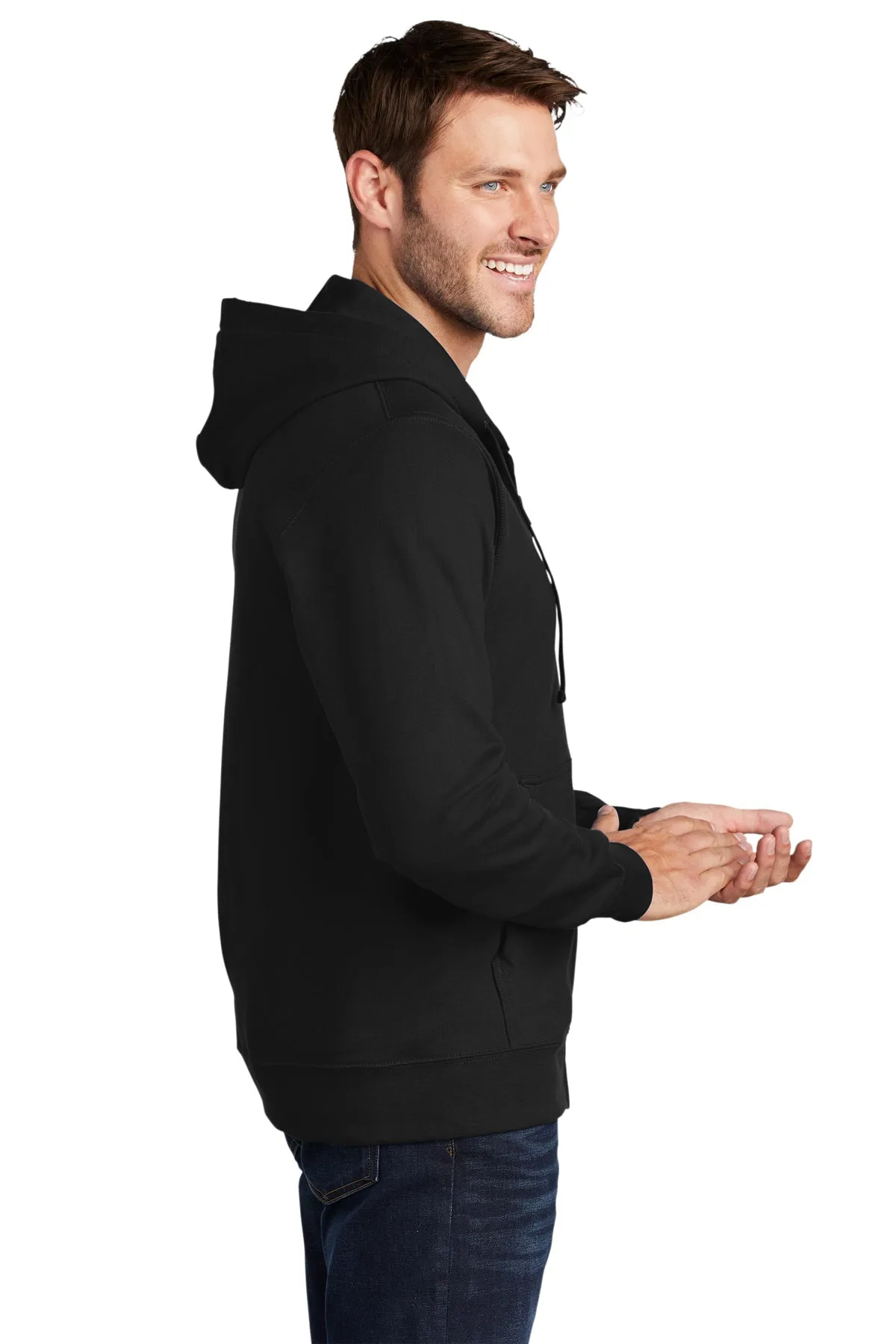 Port & Company Fan Favorite Fleece Customized Zip Hoodies, Jet Black