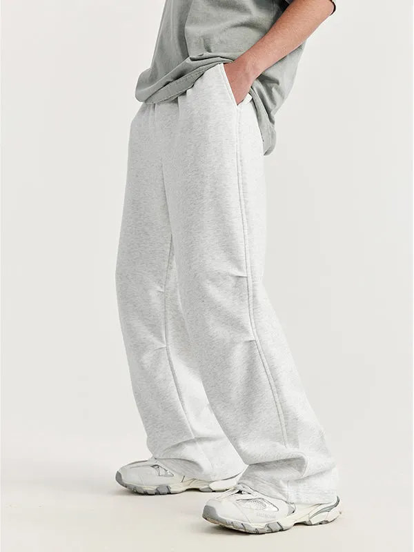 Side Pleated Sweatpants in Light Grey Color