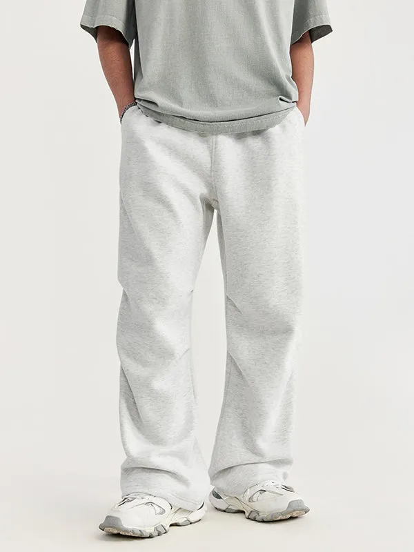 Side Pleated Sweatpants in Light Grey Color