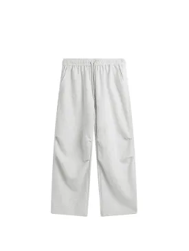 Side Pleated Sweatpants in Light Grey Color