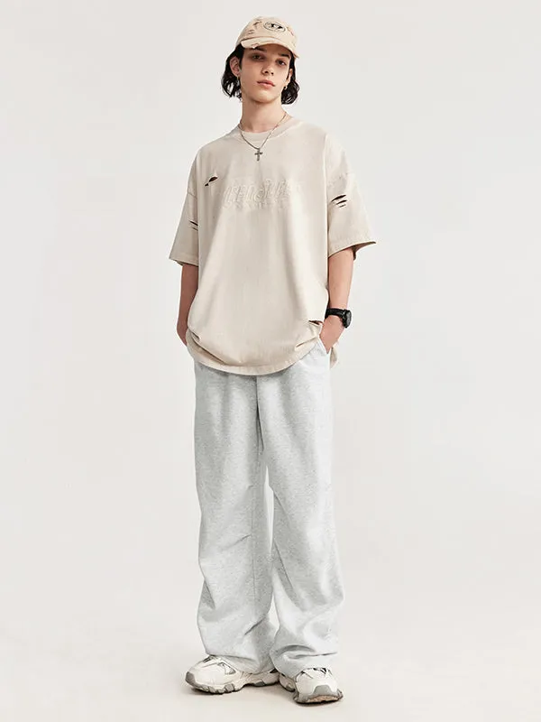 Side Pleated Sweatpants in Light Grey Color