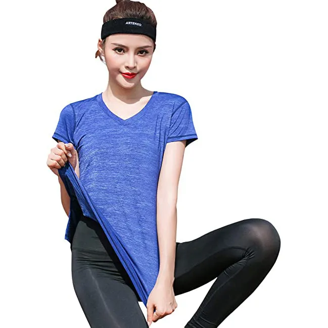 Sidiou Group Anniou Quick Dry Sports T-Shirt Women Anti UV UPF 50  Yoga T Shirt Fitness Gym Running Tops Short Sleeve Elastic Training Tshirt